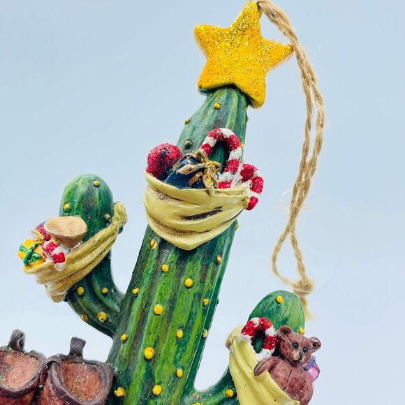 Cactus Tree Western Cowboy Themed Christmas Ornament Decoration Kurt Adler - Picture 4 of 6
